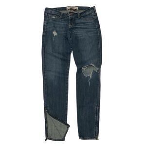 HOLLISTER Jeans ZIP Ankle Blue Denim Embroidered Pockets Social Stretch Sz 1 25